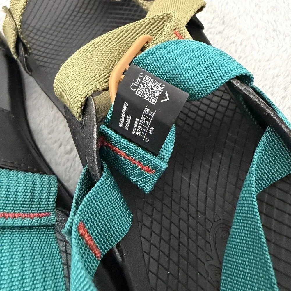Chaco Lowdown Sandals Mens 7 Olive/Teal Adjustable Straps Sport Slides JCH108655